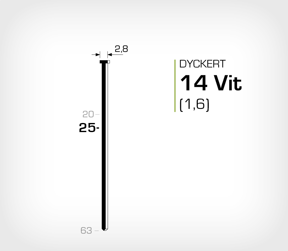 Vitlackerad dyckert 14/25 Vit galv (SKN 16-25 Vit)