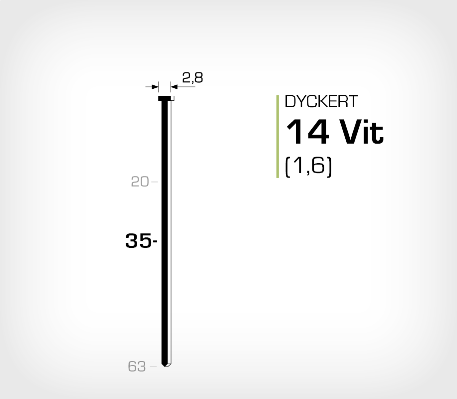 Vitlackerad dyckert 14/35 Vit galv (SKN 16-35 Vit)