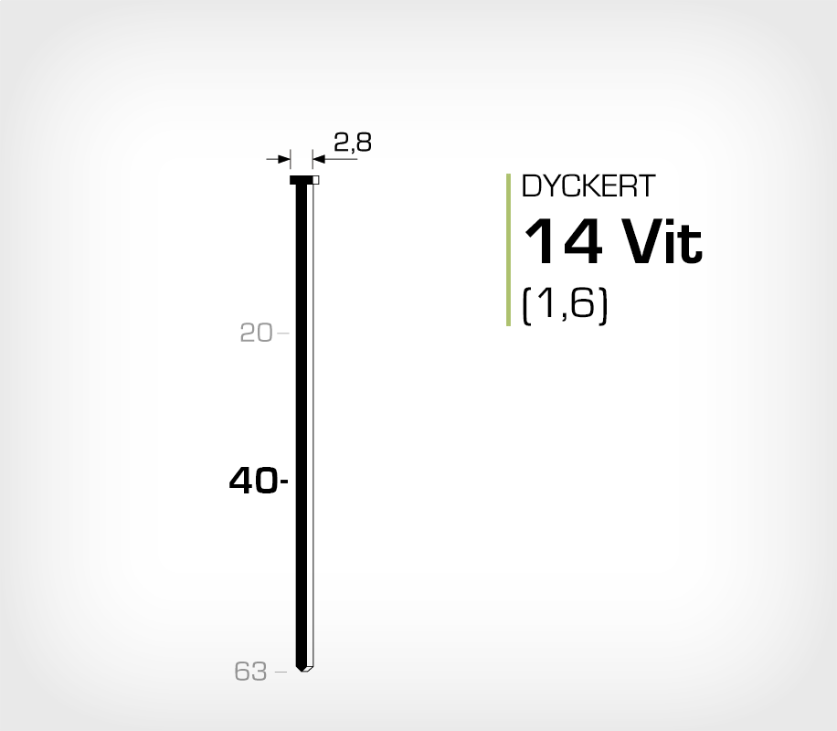 Vitlackerad dyckert 14/40 Vit galv (SKN 16-40 Vit)