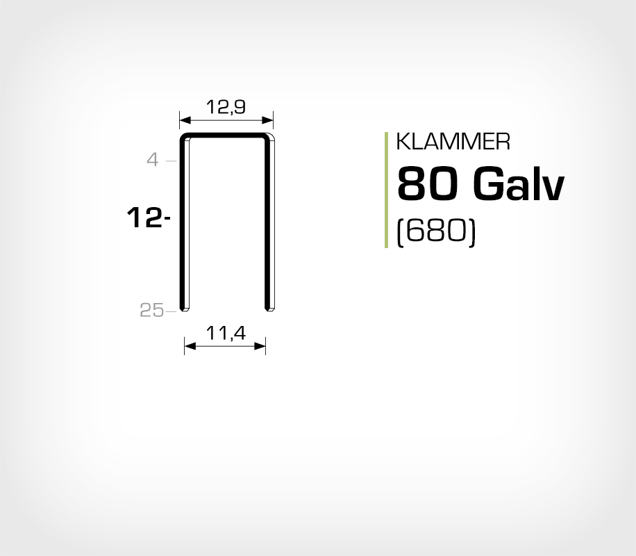 Klammer 80/12 Elförzinkad (680-12) - 10 mille