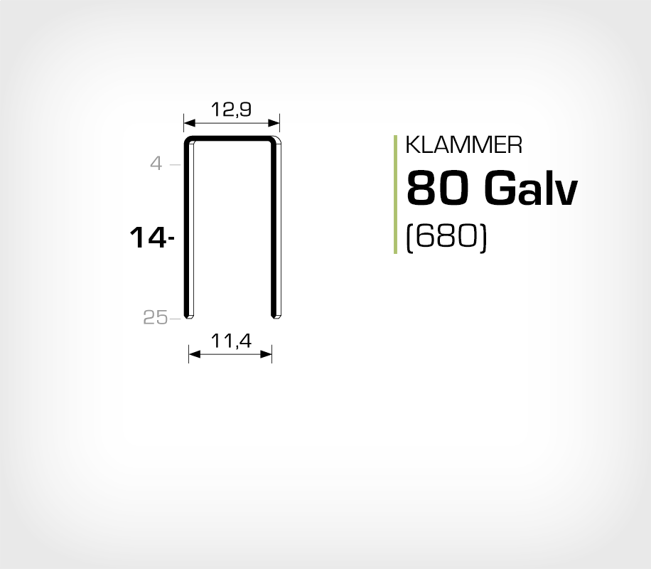 Klammer 80/14 Elförzinkad (680-14) - 10 mille
